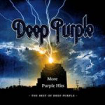 Deep Purple -bändin "More Purple Hits" -kokoelman kansikuva, jossa näkyy tummansininen ja salamoiva taivas, joka lyö vaaleata salamaa siluettina näkyvän mustan talon katolle. Kuvan keskellä bändin logo, alaosassa julkaisun nimi ja pikkupränttiä.