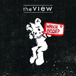 The Viewin albumin "Which Bitch?" etukannessa musta nuhjuinen pohjaväri, jonka päällä istuu valkoisella maalattu pupujussi, jonka suun vieressä punaisella ääriviivalla puhekuplaan sijoitettuna sanat "Which" ja "Bitch?", sekä bändin logo valkoisella kuvan 