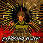 Mr. Fastfingerin "The Way of the Exploding Guitar" -albumin etukannessa piirretty hahmo ihmishahmosta, joka seisoo tolpannokassa ja meditoi. Taustalla säteilee mustaa ja keltaista väriä. Kuvan alaosassa lukee levyn nimi.