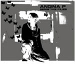 Harmaasävyinen piirros Angina P:n albumin "Sensitive Files" etukannesta, jossa harmaata taustaa vasten jonkinlainen mustavalkoinen nainen, jolla pitkät hiukset. Kuvan vasemmassa laidassa mustia perhossiluetteja. Kuvan oikeassa yläkulmassa mustalla värillä