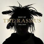 The Rasmuksen albumin "Best of 2001–2009" etukannessa miehen kasvot, jotka mustat ja miehen hiusten seassa on linnunsulkia. Kuvan keskellä yhtyeen nimi kellertävällä värillä ja sen seassa valkoisella värillä lukee kokoelman nimi.
