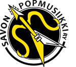 Savon Popmusiikki ry.:n logossa valkoinen tausta ja sen keskellä keltainen sähkökitara, joka on muotoiltu näyttämään kuin Amorin tahi Cupidon nuolia sylkevältä jousipyssyltä. Logon laidalla kiertää yhdistyksen nimi mustalla värillä ja tikkukirjaimin.