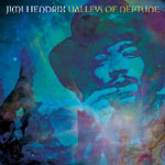 Sinertävä kuva Jimi Hendrixistä albumin "Valleys Of Neptune" etukannessa. Mies näkyy musta lierihattu päässä katselemassa silmät sirrissä eteensä. Kuvan yläosassa valkoisella värillä lukee Jimi Hendrix ja sen oikealla puolella "Valleys Of Neptune" ilman l