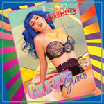 Katy Perryn "California Gurls" -singlen etukannessa näkyy 50-luvun populaarikulttuurijulistetta muistuttava kansitaide. Kuvassa sinihiuksinen nainen piirrettynä biitsille.
